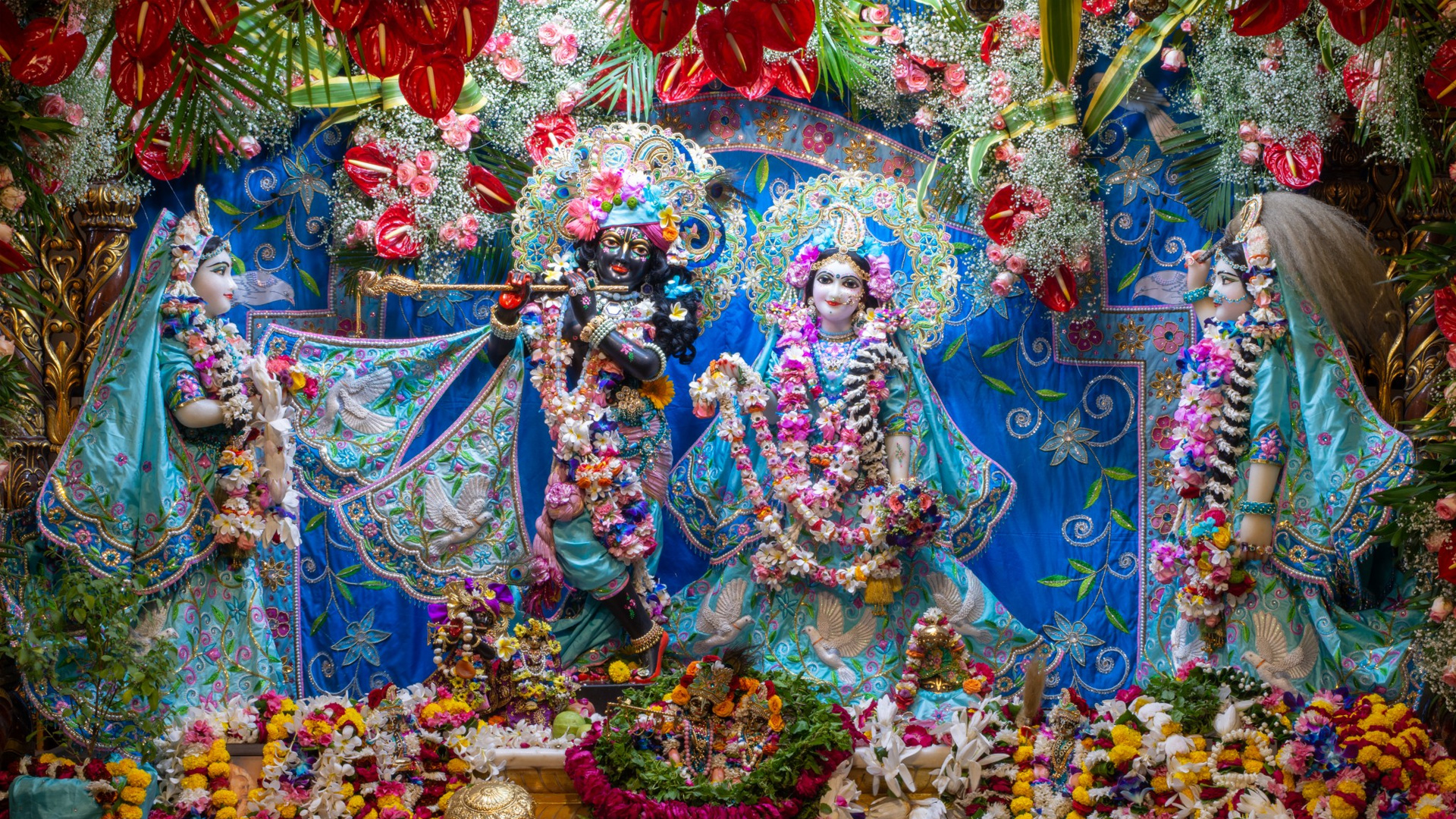 Engaged in deep meditative chanting